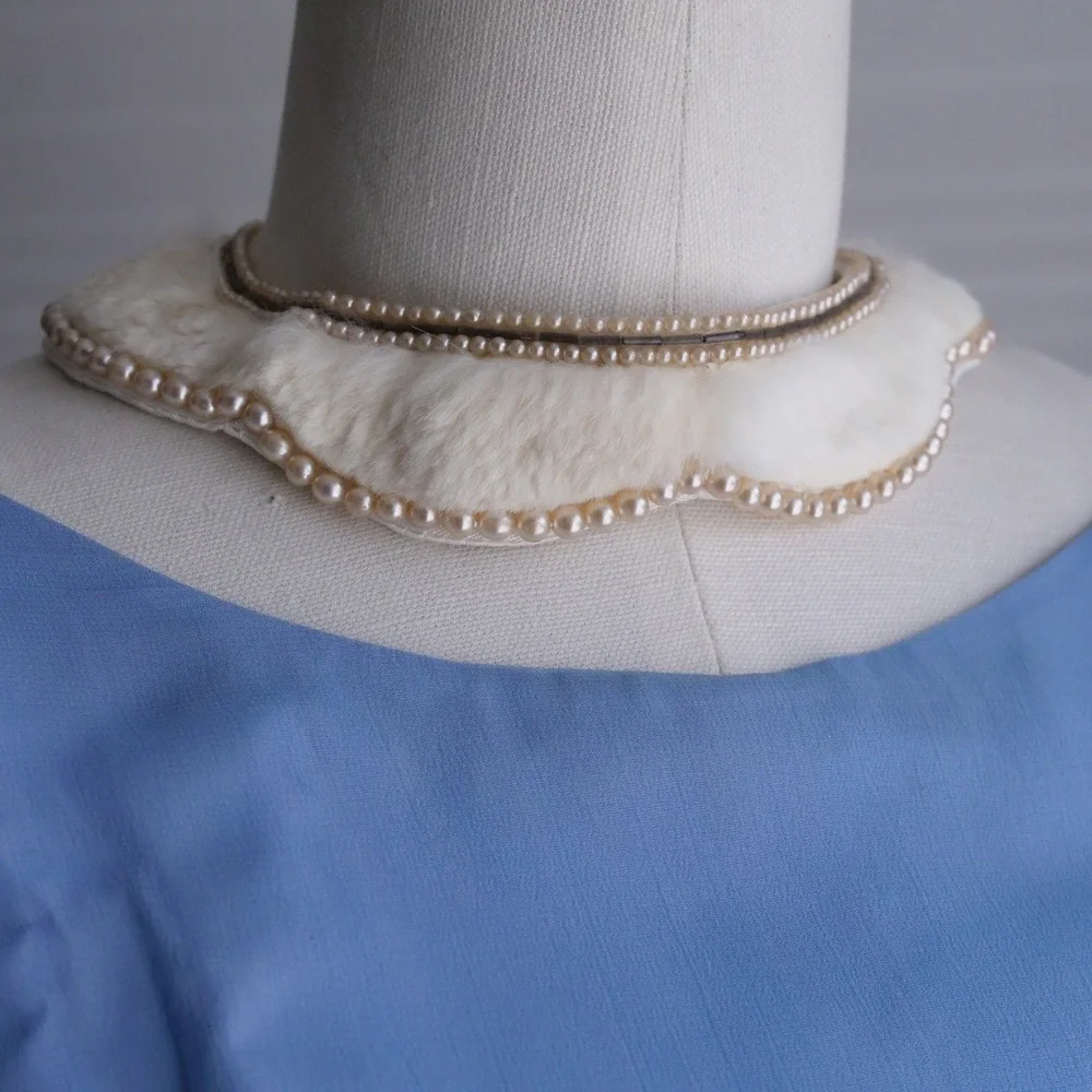 The sweetest vintage 1960s‎ Art Craft ivory rabbit fur and pearly collar